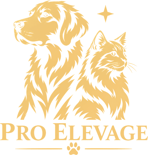 Logo Pro Elevage : chien et chat dorés